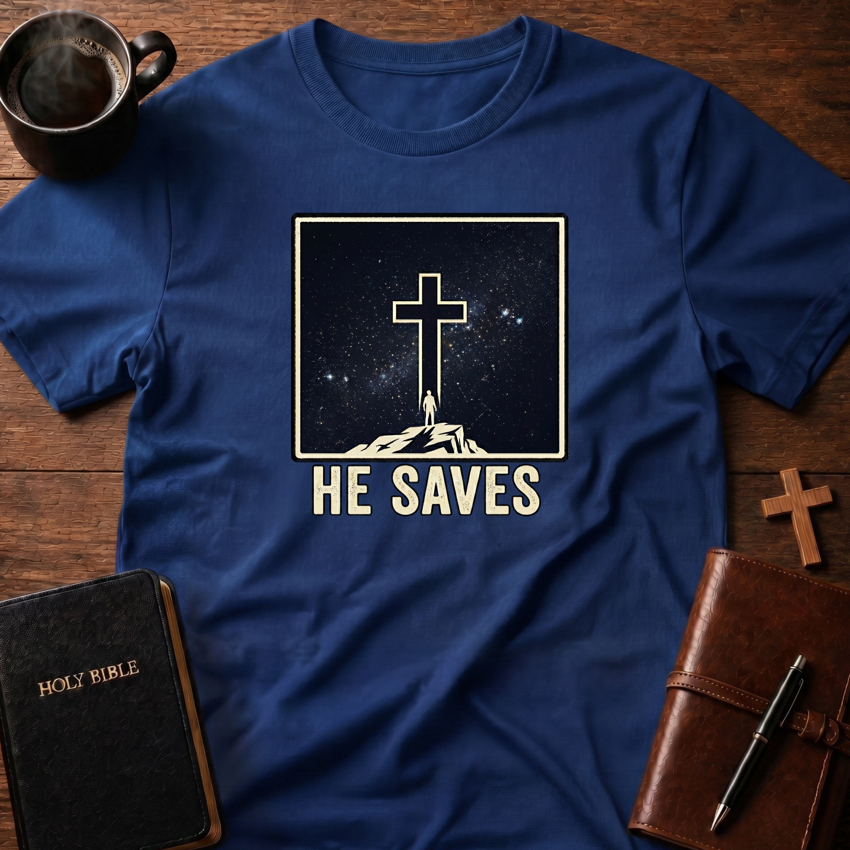 He Saves Night Cross T-Shirt